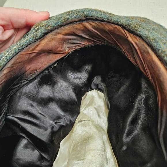 No brand Vintage Wool Plaid Fedora Green Brown small tear in liner no size a bit - Picture 7 of 16